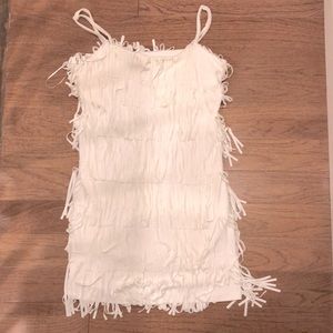 Audrey Parks by Francesca’s White Fringe Mini Dress